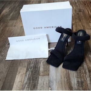 Good American Women's Black Terry Slip On Heels Mules Size 10 1/2-11  GA354T-E
